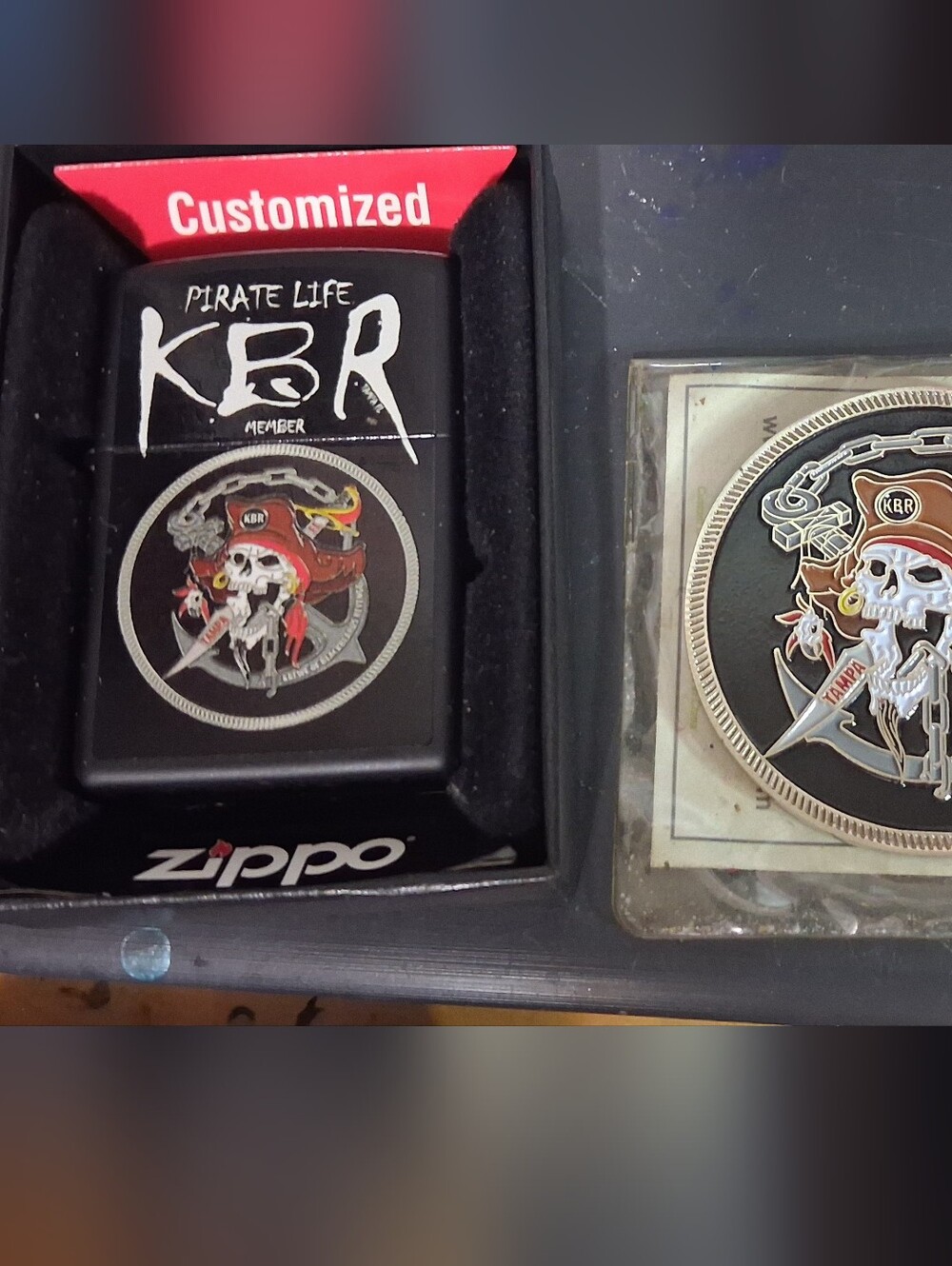 KBR Pirate Life Custom Zippo & Challenge Coin Set ⚓